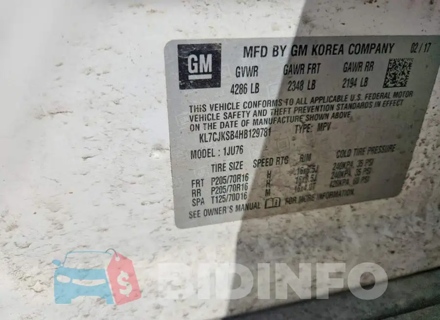 KL7CJKSB4HB129781 Photo# 13