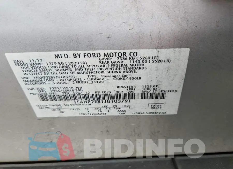 1FAHP2E81JG103791 Photo# 12