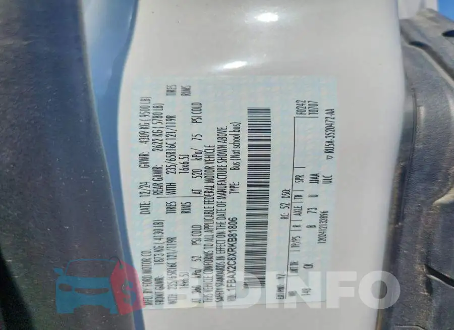 1FBAX2C8XRKB81806 Photo# 13