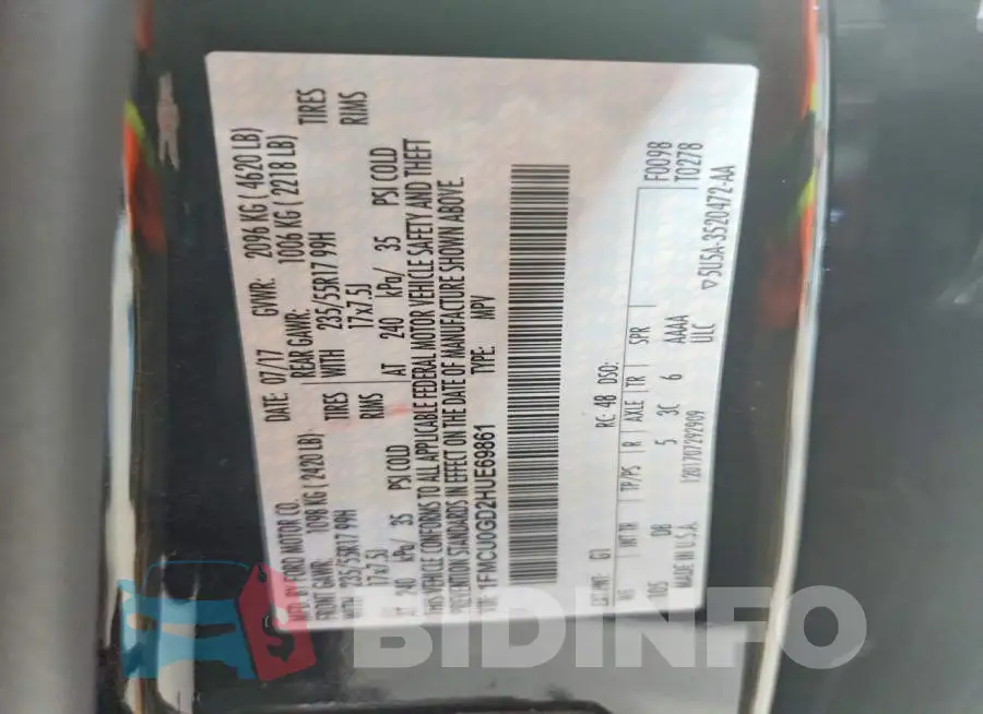 1FMCU0GD2HUE69861 Photo# 13