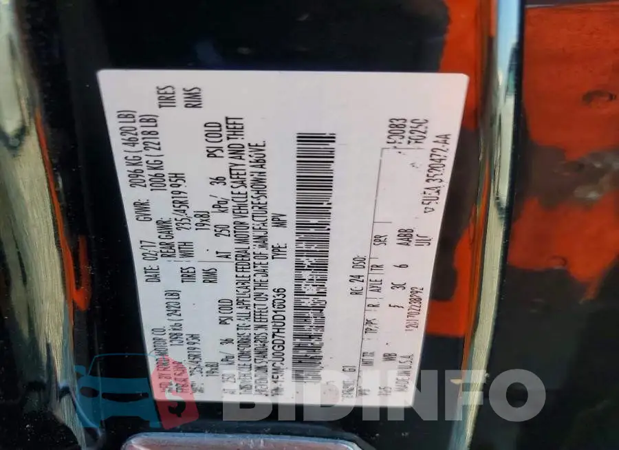1FMCU0GD7HUD16036 Photo# 13