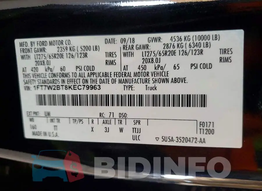 1FT7W2BT8KEC79963 Photo# 12