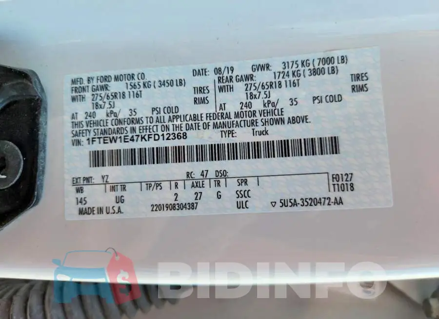 1FTEW1E47KFD12368 Photo# 12