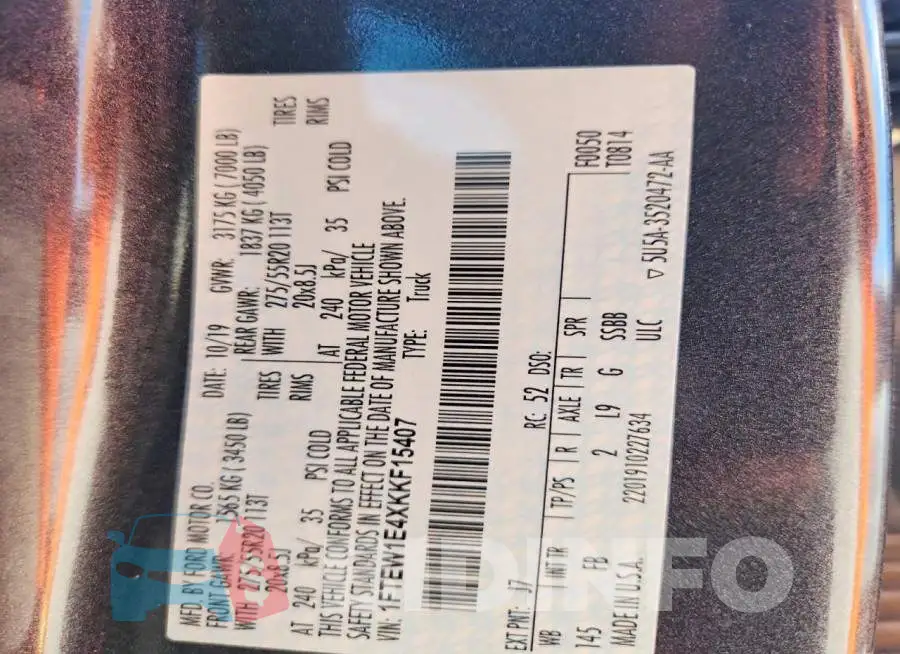 1FTEW1E4XKKF15407 Photo# 12