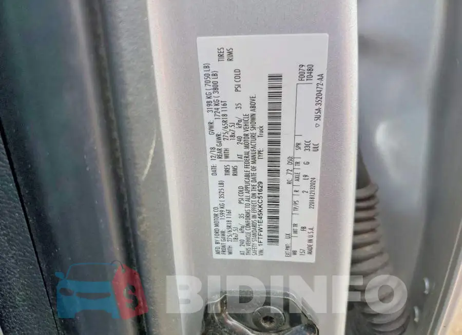 1FTFW1E45KKC51629 Photo# 13