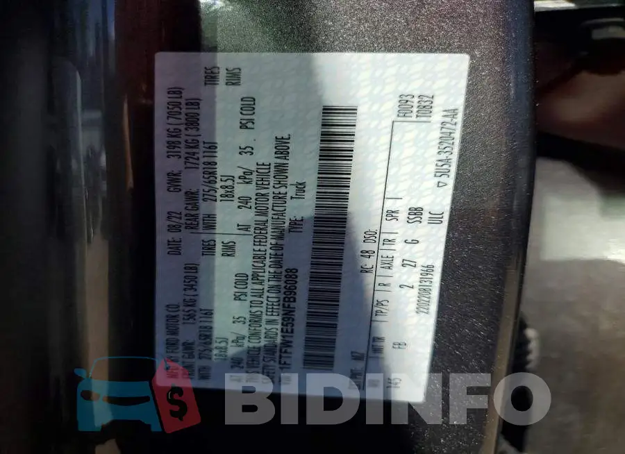 1FTFW1E59NFB96088 Photo# 13