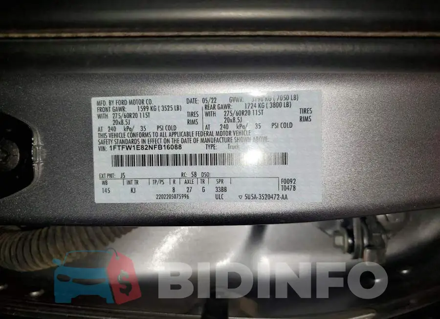 1FTFW1E82NFB16088 Photo# 12