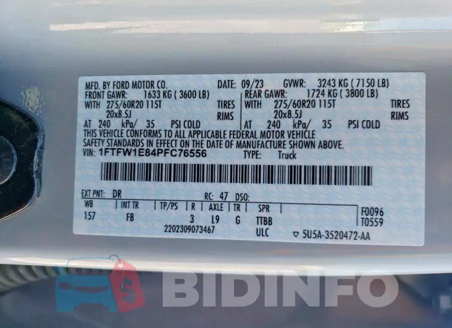 1FTFW1E84PFC76556 Photo# 13
