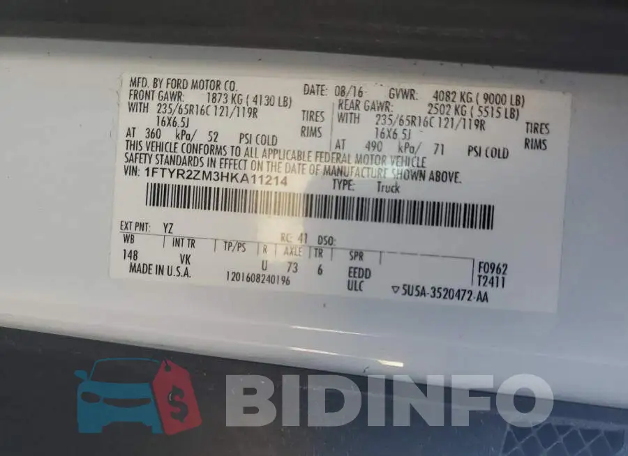 1FTYR2ZM3HKA11214 Photo# 13