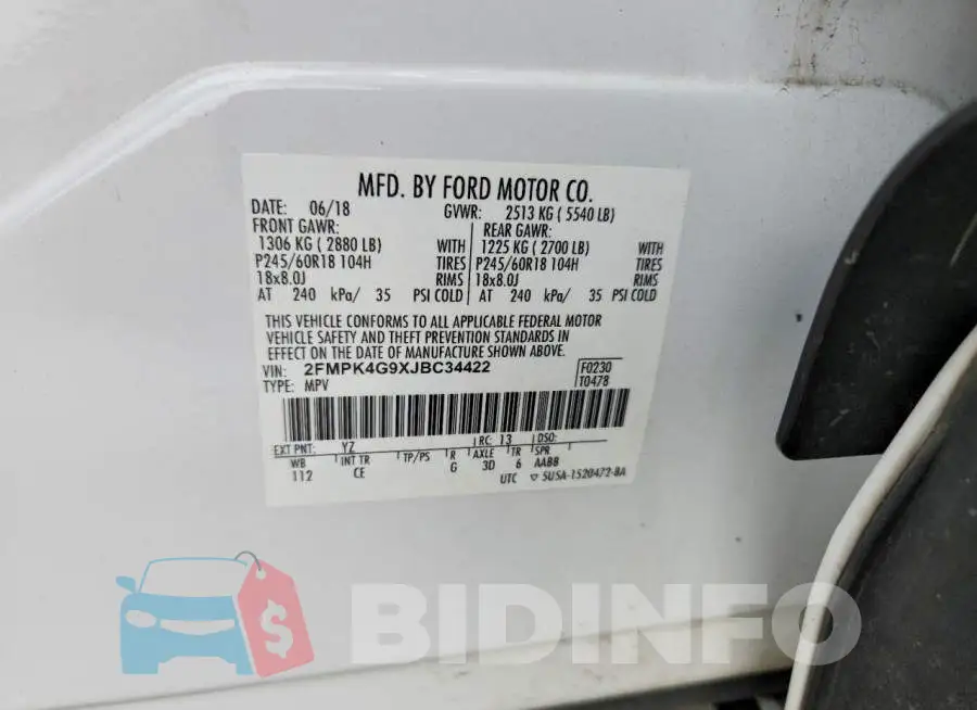 2FMPK4G9XJBC34422 Photo# 12