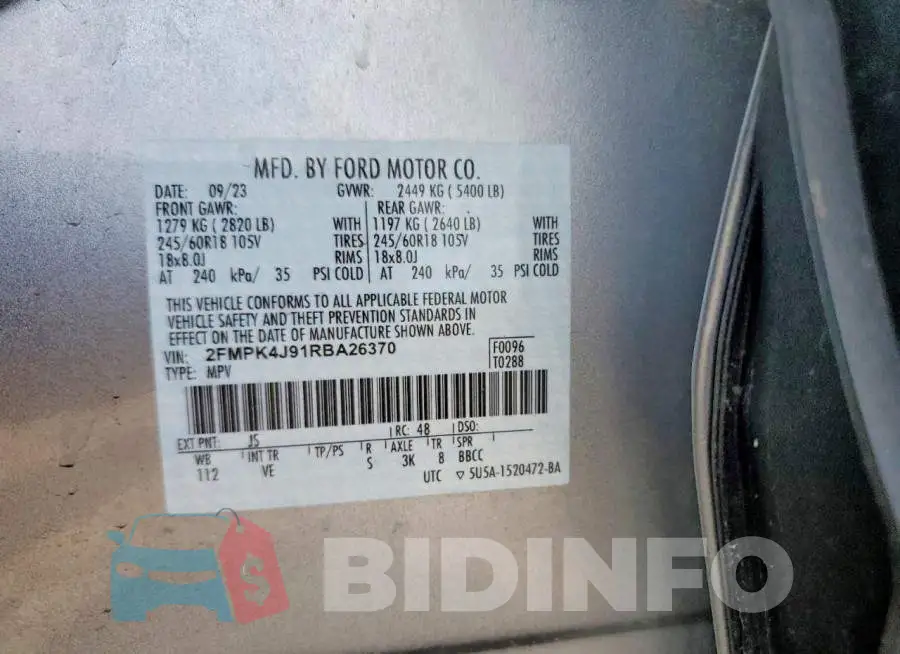 2FMPK4J91RBA26370 Photo# 13