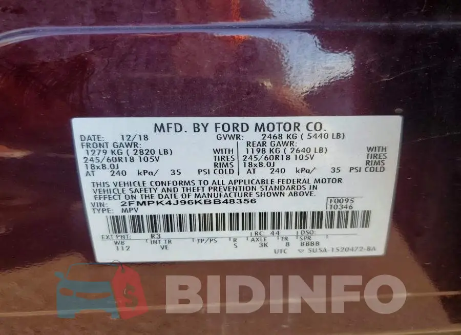 2FMPK4J96KBB48356 Photo# 13