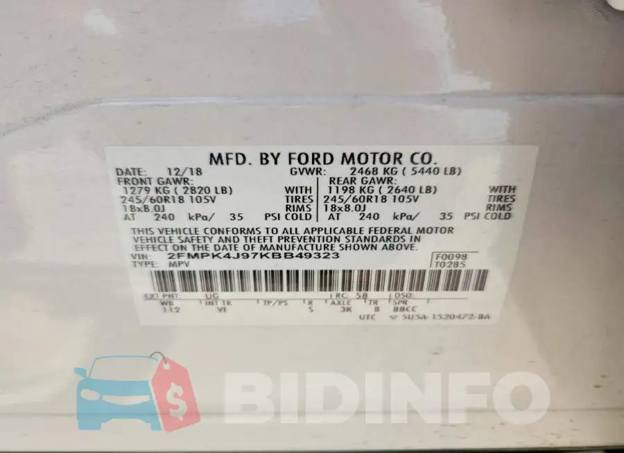2FMPK4J97KBB49323 Photo# 14