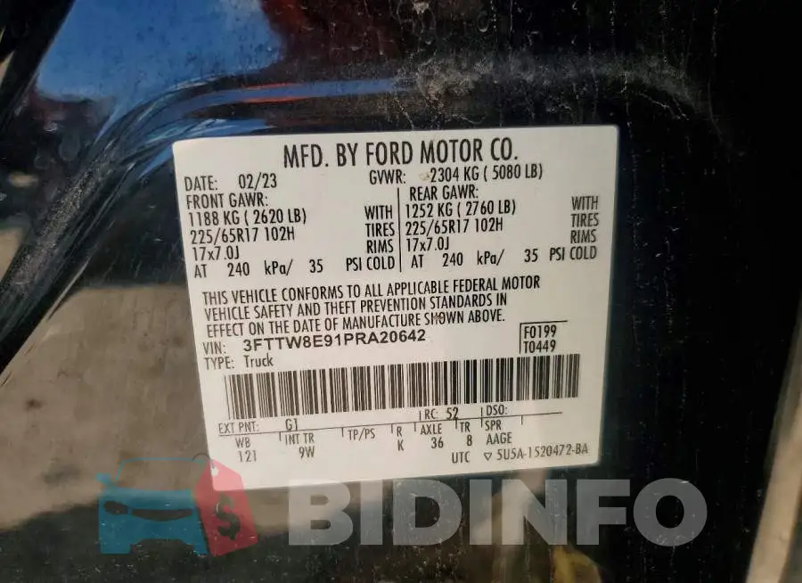 3FTTW8E91PRA20642 Photo# 13