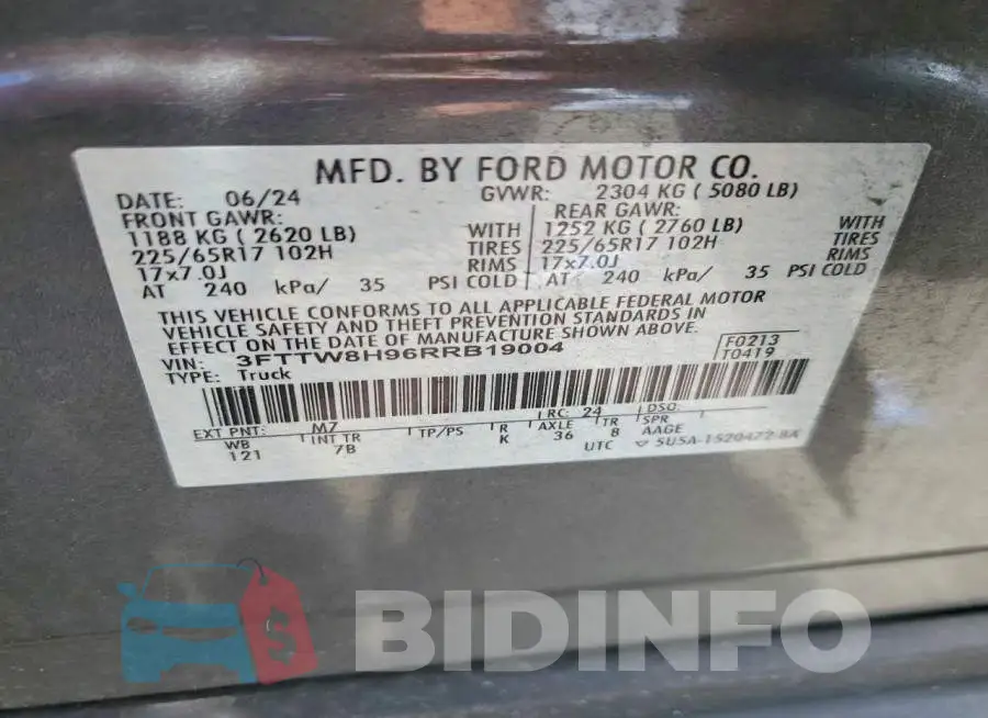 3FTTW8H96RRB19004 Photo# 12