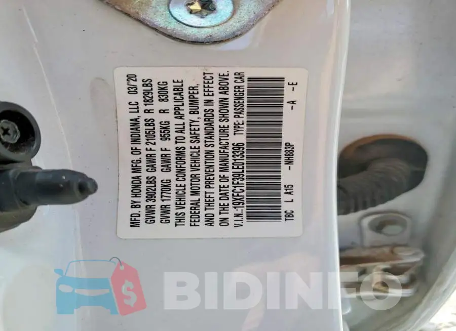 19XFC1F39LE013396 Photo# 12