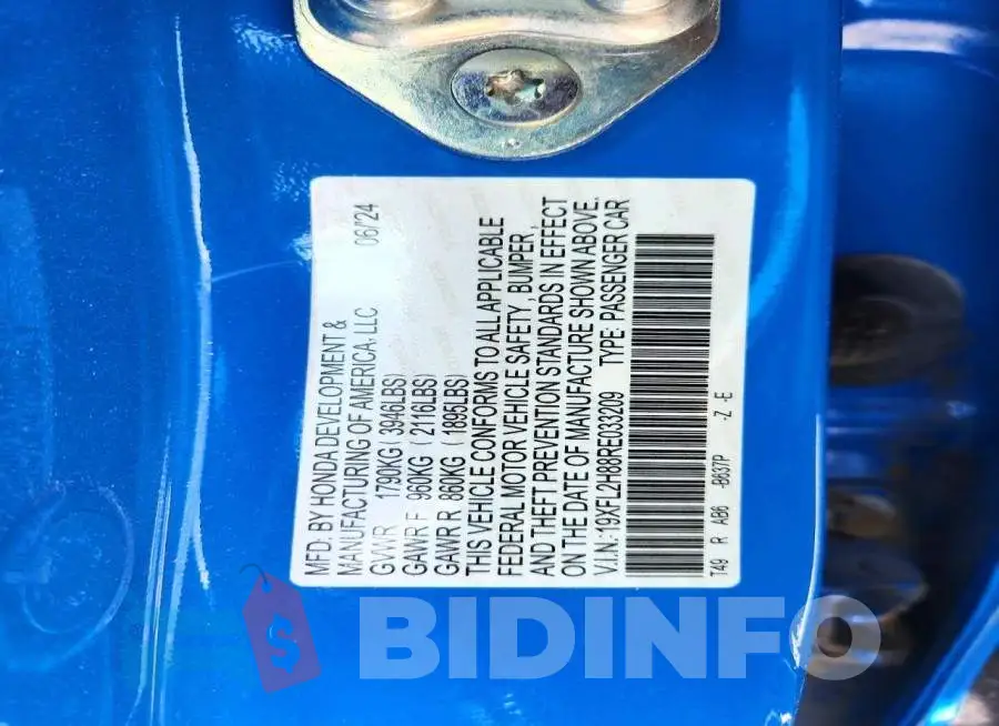 19XFL2H88RE033209 Photo# 12