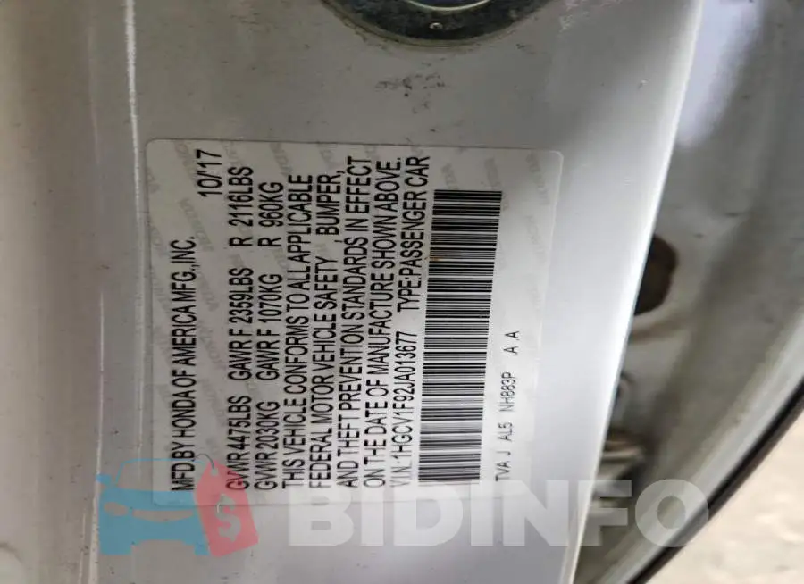 1HGCV1F92JA013677 Photo# 12