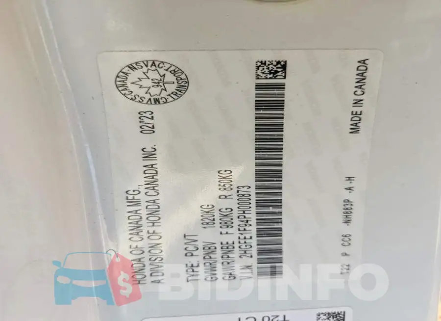 2HGFE1F94PH000873 Photo# 12