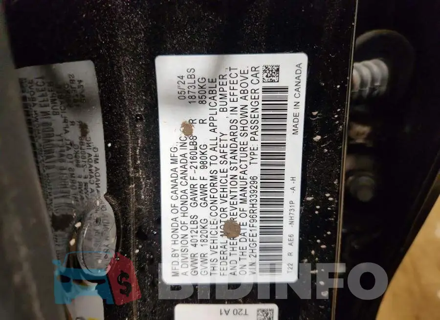 2HGFE1F96RH339296 Photo# 13