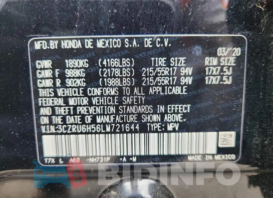 3CZRU6H56LM721644 Photo# 14