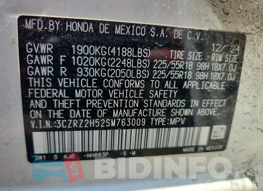 3CZRZ2H52SM763009 Photo# 14