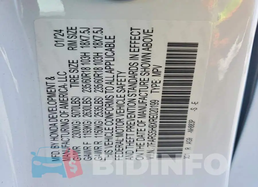 7FARS5H8XRE020199 Photo# 12