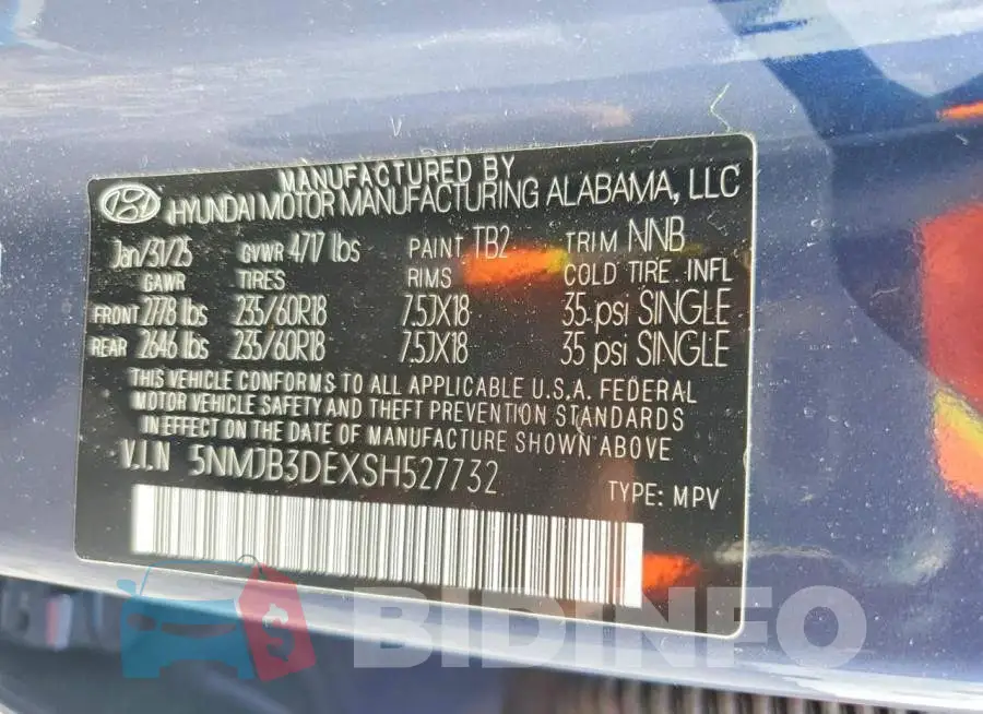 5NMJB3DEXSH527732 Photo# 14