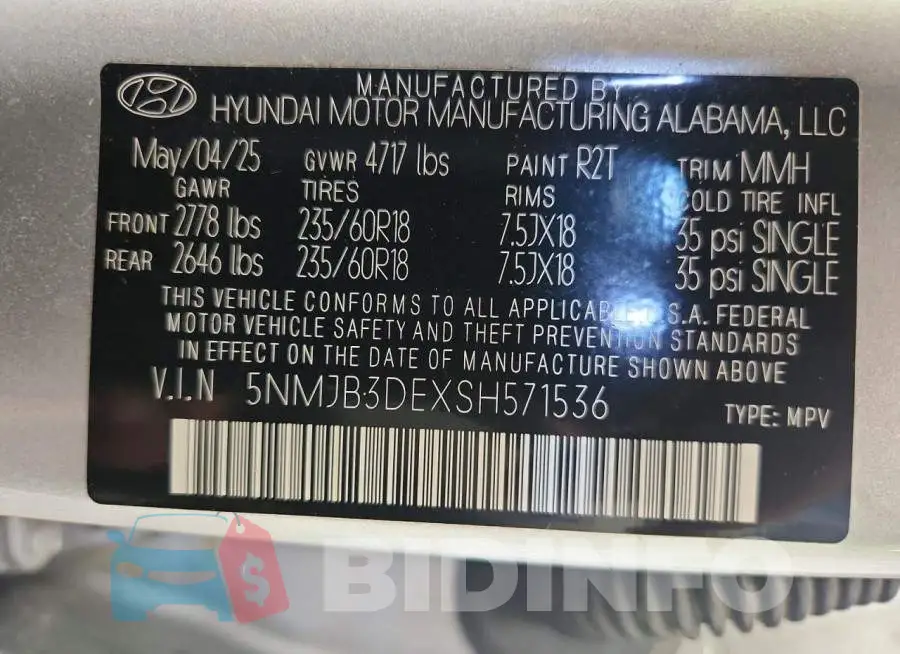 5NMJB3DEXSH571536 Photo# 13