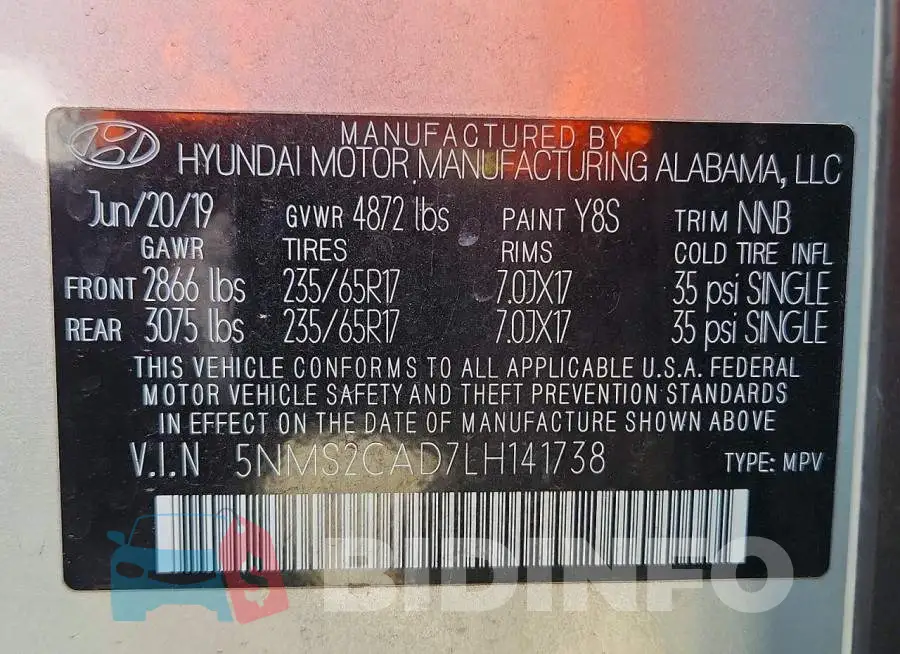 5NMS2CAD7LH141738 Photo# 13