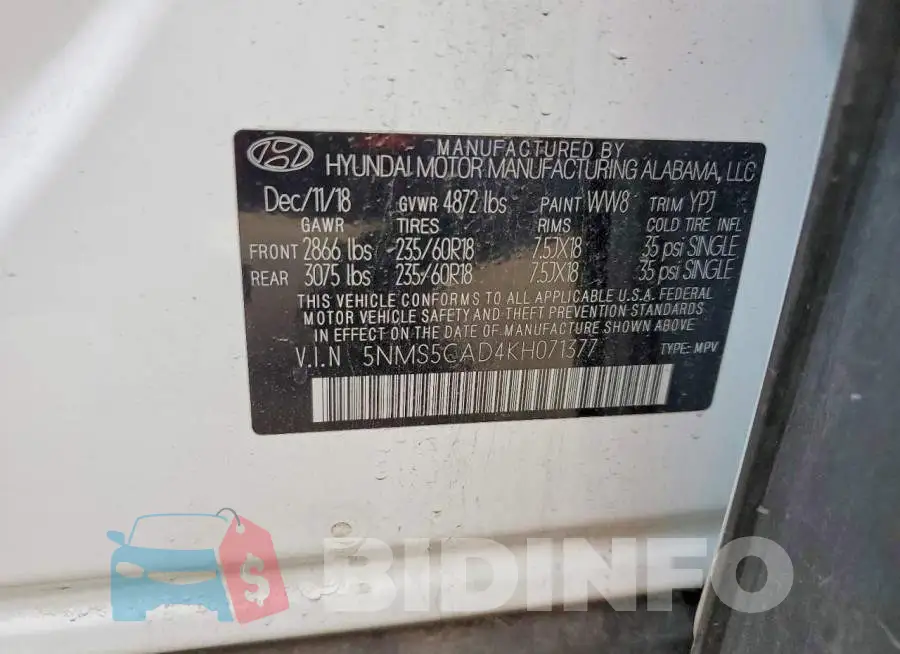 5NMS5CAD4KH071377 Photo# 13