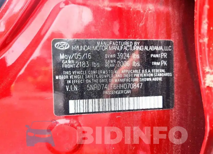 5NPD74LF6HH070847 Photo# 12