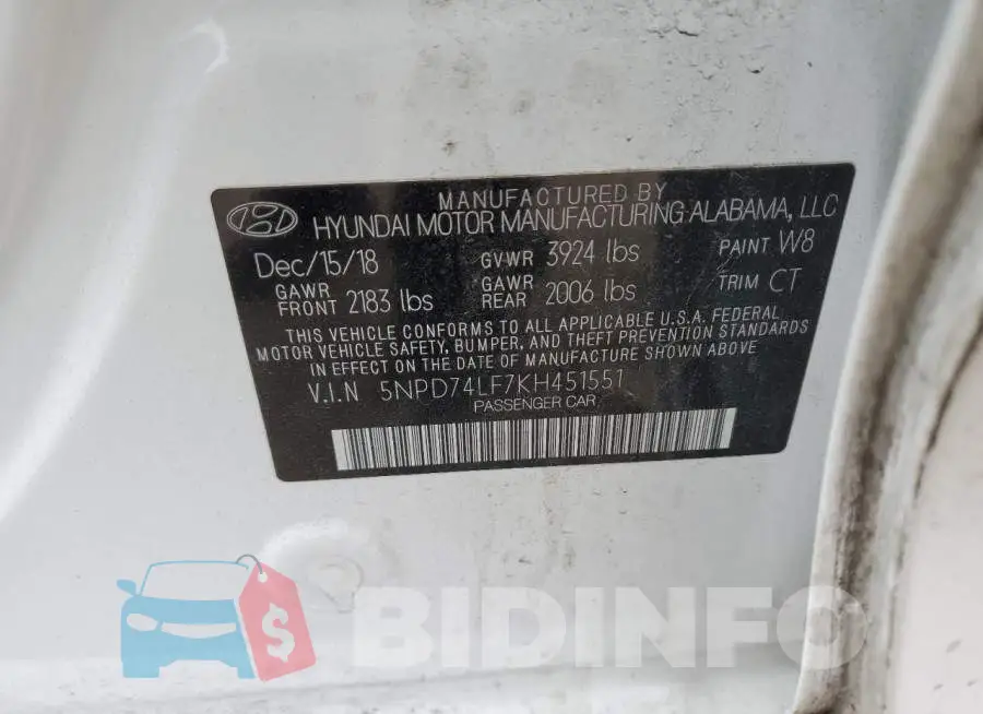 5NPD74LF7KH451551 Photo# 12