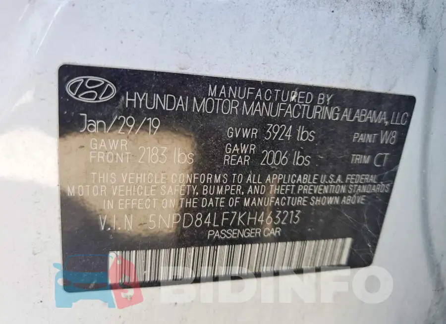 5NPD84LF7KH463213 Photo# 12