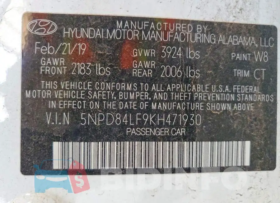 5NPD84LF9KH471930 Photo# 13
