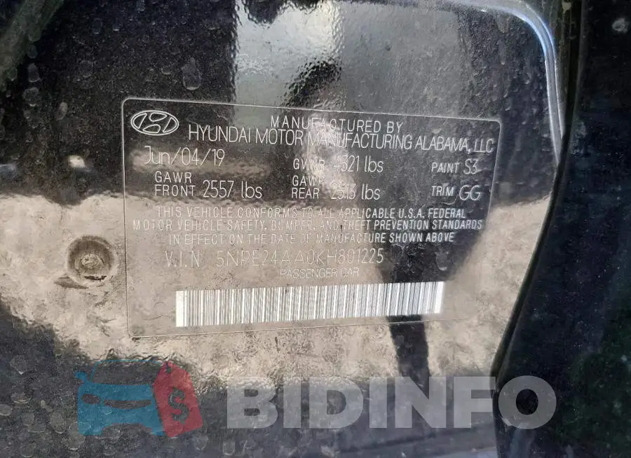 5NPE24AA0KH801225 Photo# 13