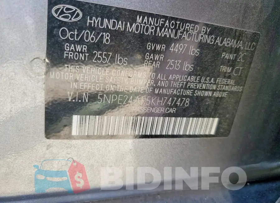 5NPE24AF5KH747478 Photo# 12