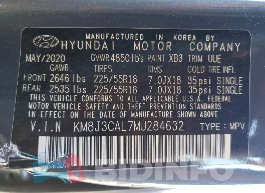 KM8J3CAL7MU284632 Photo# 13