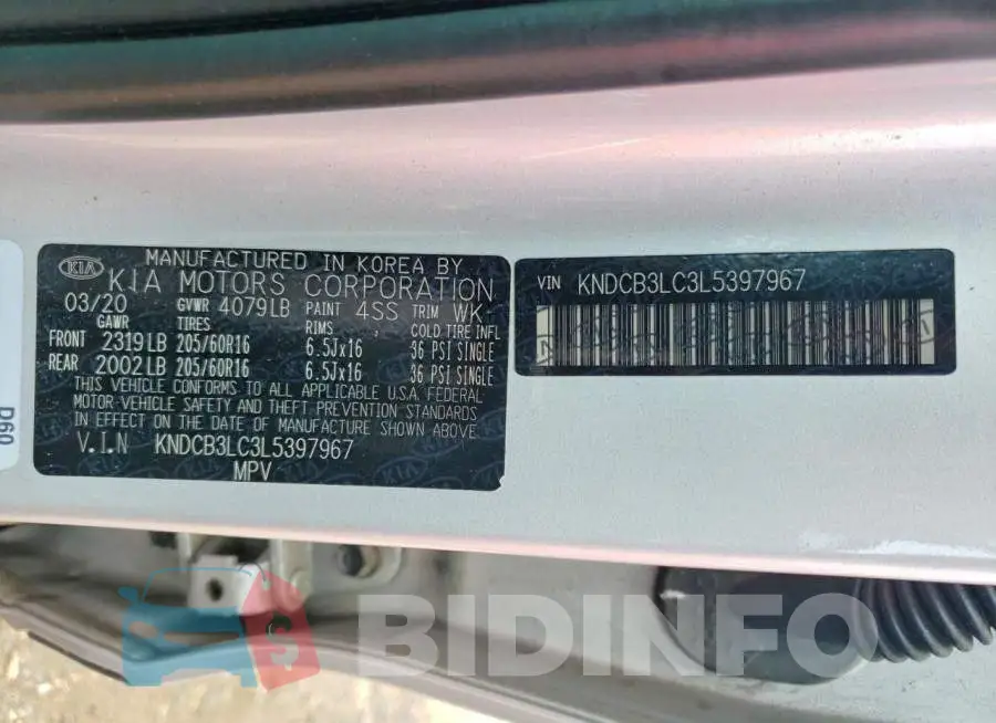 KNDCB3LC3L5397967 Photo# 14