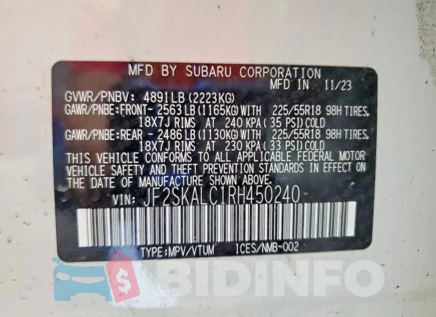JF2SKALC1RH450240 Photo# 14