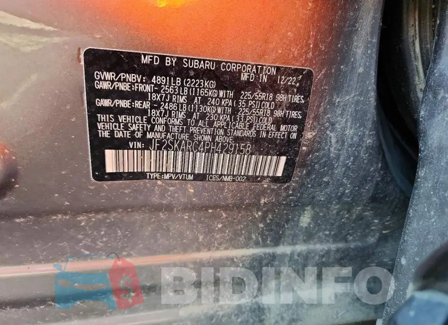 JF2SKARC4PH429158 Photo# 12