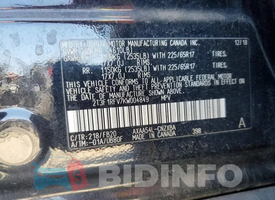 2T3F1RFV7KW004849 Photo# 12