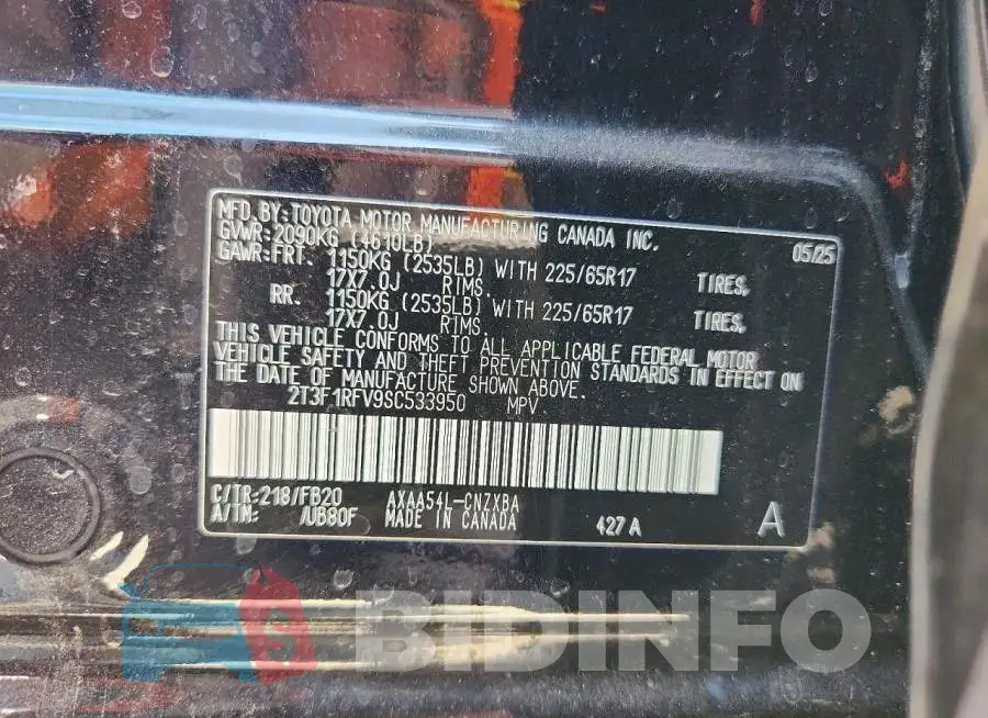 2T3F1RFV9SC533950 Photo# 12