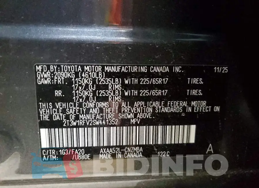 2T3W1RFV2SW441352 Photo# 13