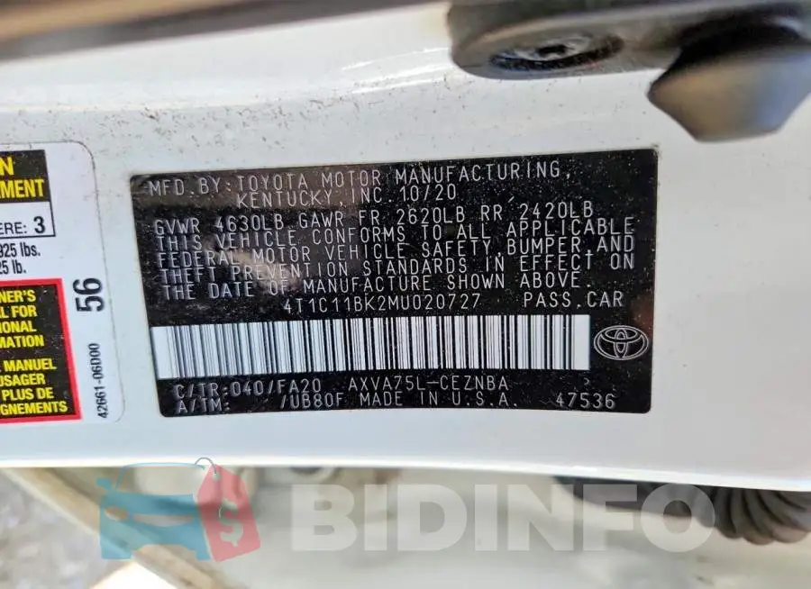 4T1C11BK2MU020727 Photo# 13