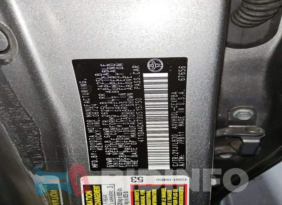 4T1DAACK7SU515750 Photo# 12
