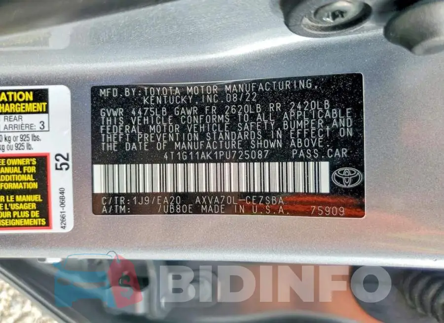 4T1G11AK1PU725087 Photo# 13