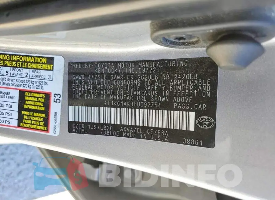 4T1K61AK9PU092754 Photo# 12