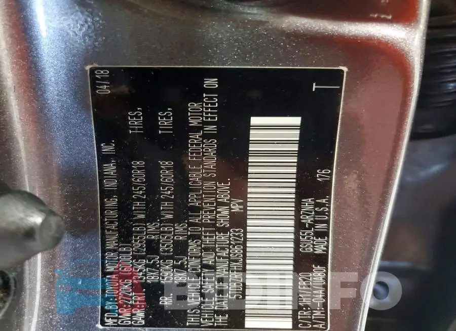 5TDBZRFHXJS861233 Photo# 14