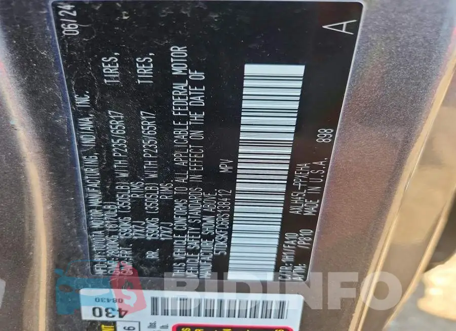 5TDKSKFC6RS138412 Photo# 12